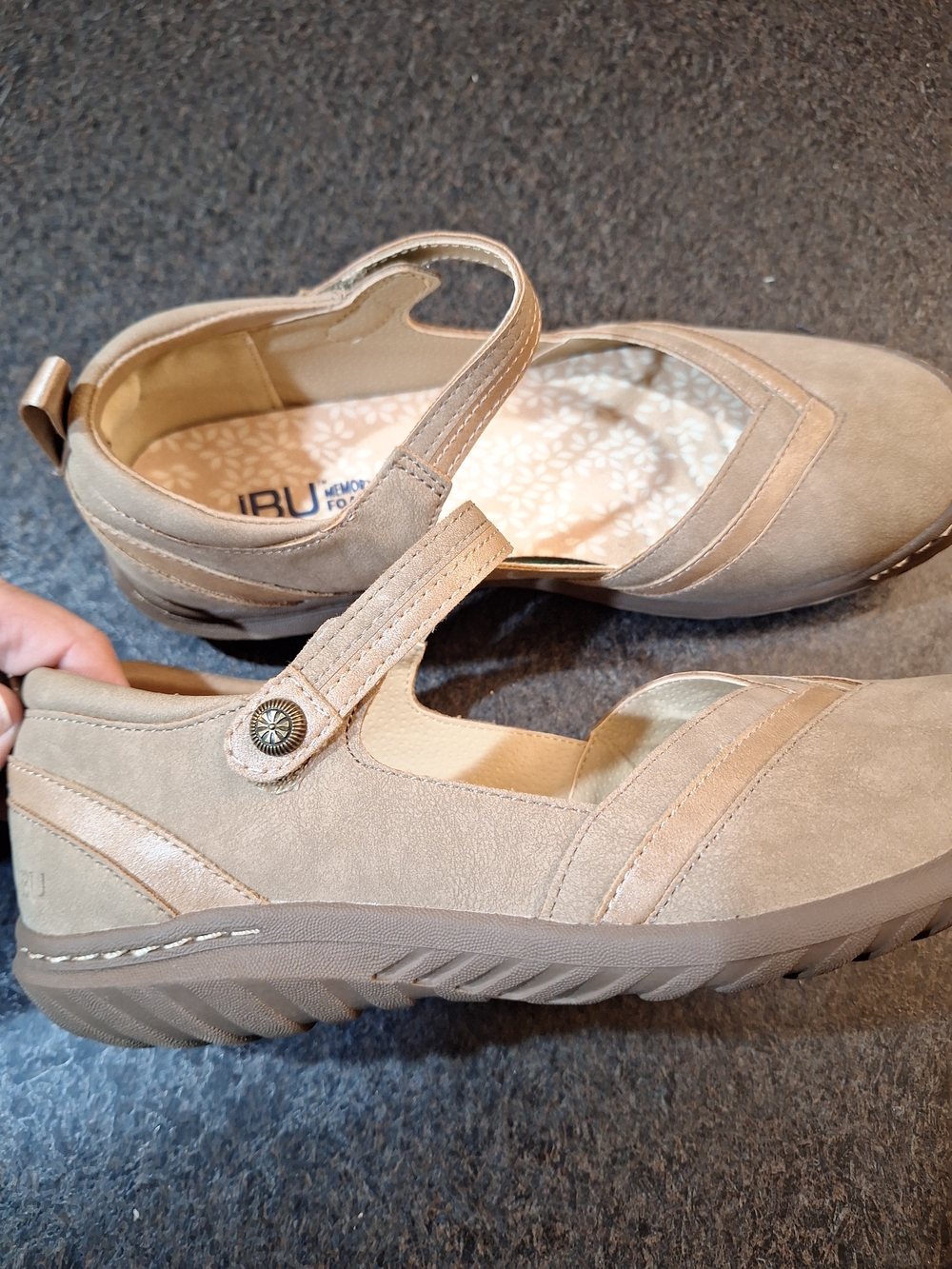 JBU Women's Taupe Mary Jane Casual Comfort Flat